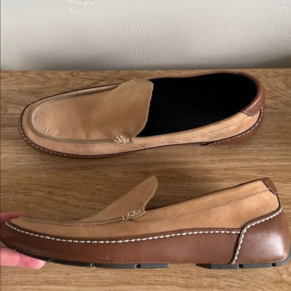 Cole Haan Men's Tan & Brown Leather Loafers Comfortable Slip On Shoes Size 11